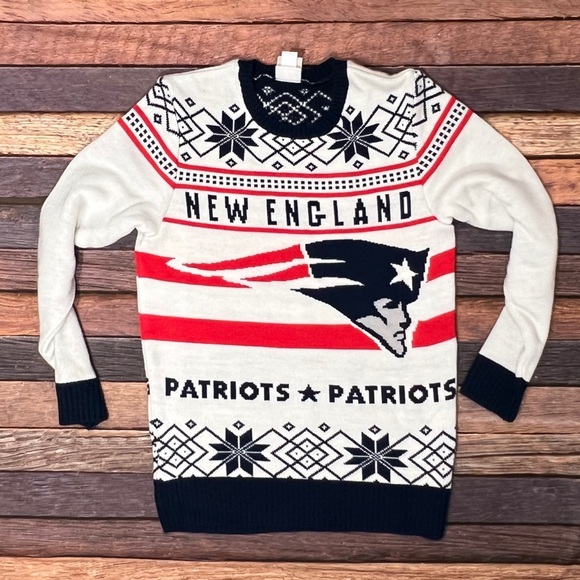New England Patriots Mens Junk Food Ugly Christmas Sweater Xmas NFL Football - Picture 1 of 4